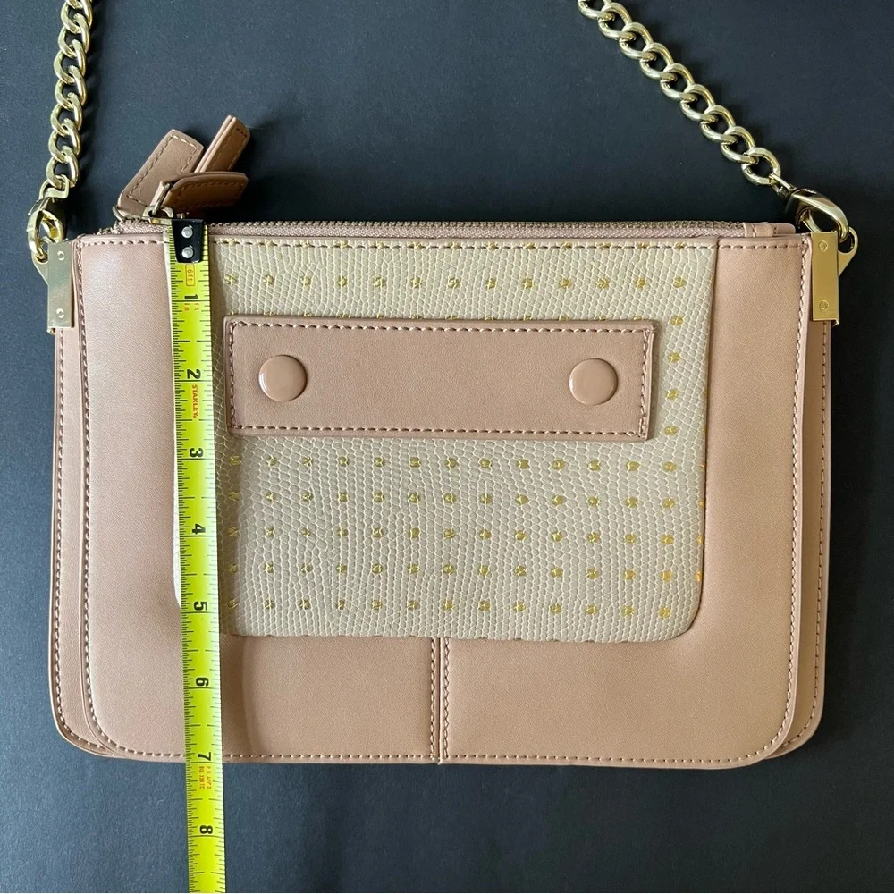 Danielle Nicole Tan Crossbody Bag, Faux Leather, 3 Zippered Compartments
